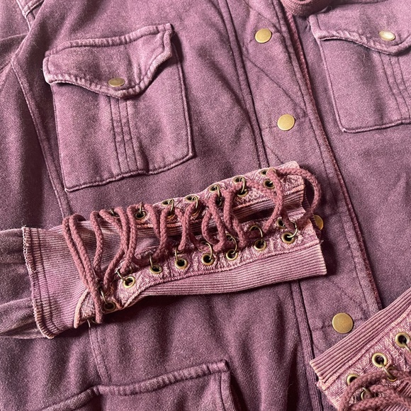 Free People Chelsea lace up cuffs hoodie jacket - Picture 5 of 6